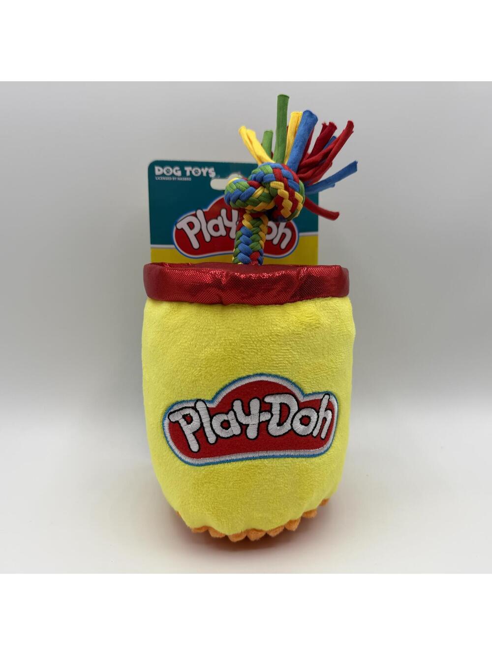 Hasbro Play-Doh Squeaker Crinkle Design Plush Rope Tug Dog Toy 8" New With Tag